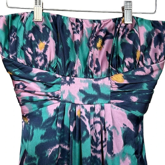 Max and Cleo Women's Teal & Purple Strapless Gown Size 4 With Pockets - Picture 3 of 6